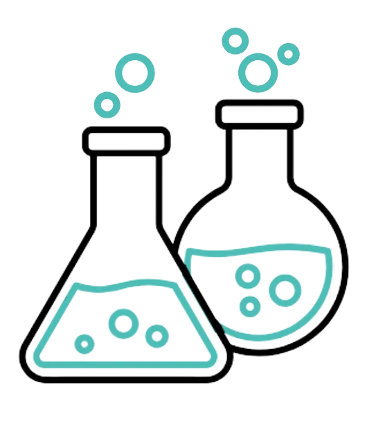 Two chemistry beakers bubbling
